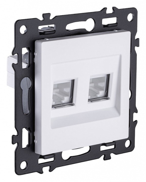 Розетка двойная Ethernet RJ-45 и со шторками, без рамки Kollinger Asthetik AS-018WH