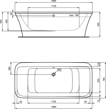 Акриловая ванна Ideal Standard Connect Air E113801 170x80
