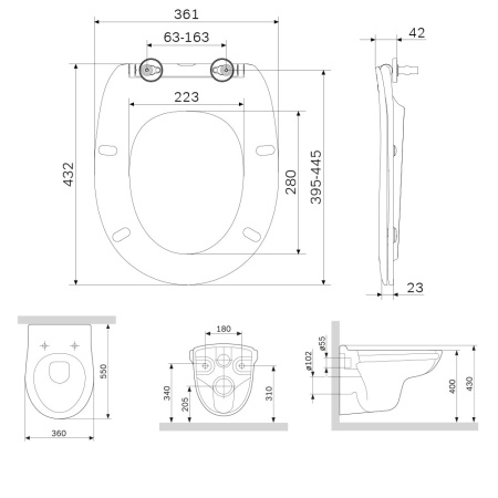 Подвесной унитаз AM.PM Sense C741700SC с сиденьем микролифт
