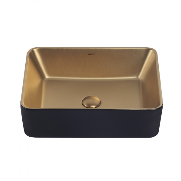 Раковина накладная Abber Rechteck 48 AC2212BG матовое золото с черным