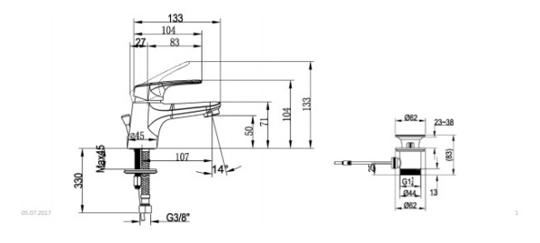 Смеситель для раковины Villeroy&Boch O.novo Start TVW10514111061