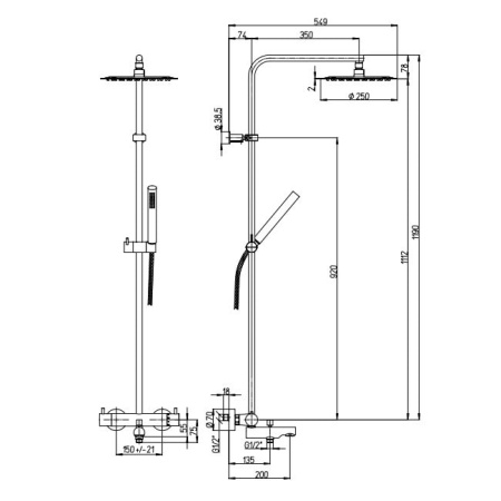 Душевая система Paini Cox 78CR687TH