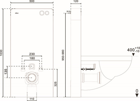 Инсталляция для унитаза Abber AC0107MB внешняя