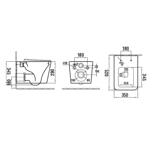 Унитаз подвесной Boheme Zen 967-SET-2-B безободковый, с функцией биде, с сиденьем микролифт, черный матовый