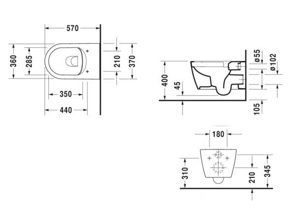Унитаз подвесной Duravit ME by Starck Rimless 2529090000