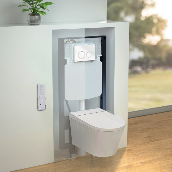 Комплект унитаза с инсталляцией Jacob Delafon Seine E34360-00 с крышкой-биде и клавишей смыва