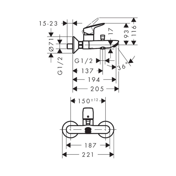 Смеситель для ванны hansgrohe Logis 71400670 черный матовый