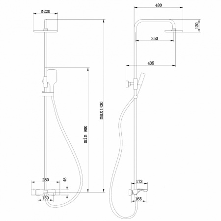Душевая стойка Abber Thermostat AF8516SPL с термостатом сатин