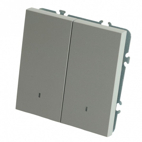 Выключатель двухклавишный с подсветкой без рамки Stekker Эмили 49942