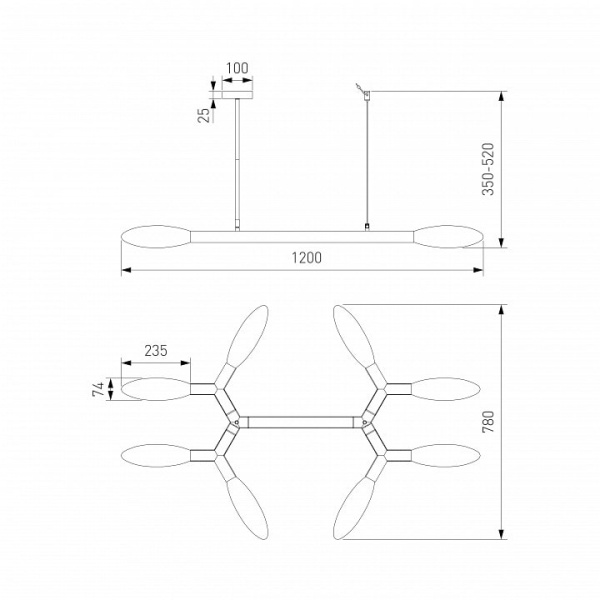 Люстра на штанге Eurosvet Covalent 30180 черный