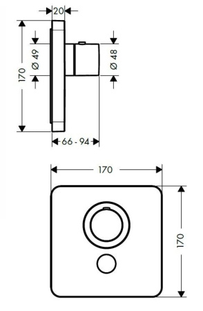 Внешняя часть термостата для душа Axor ShowerSelect 36706000