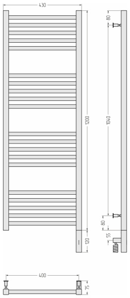 Электрический полотенцесушитель Сунержа Модус 3.0 1200х400 6018-5701-1240 правый желто-зеленый