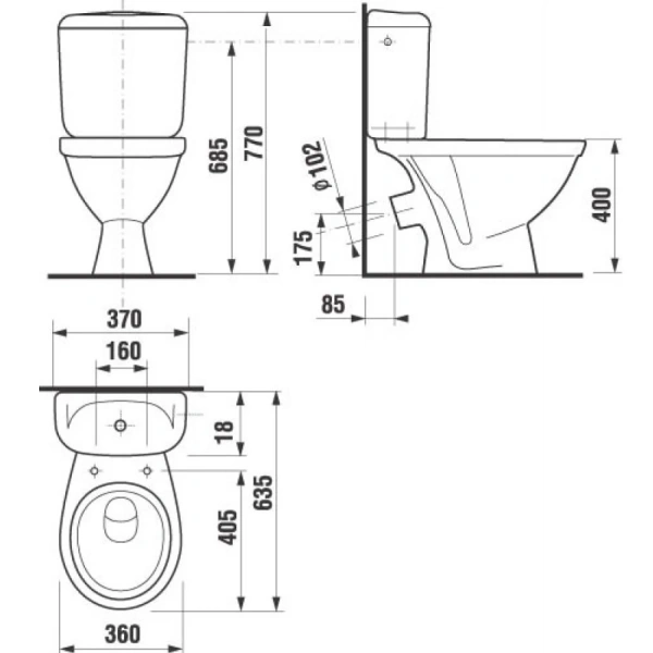 Унитаз-компакт Jika Lyra 8242340002429 косой выпуск, белый