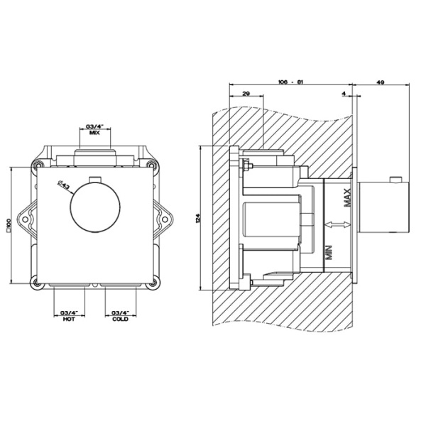 Смеситель для душа Gessi 316 54554#707 черный матовый