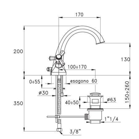Смеситель для раковины Stella Eccelsa EC 00006 AU00 золото
