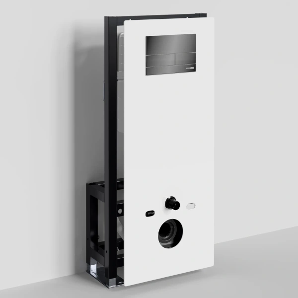 Инсталляция для унитаза WasserKRAFT Glan 66 66TLT.010.ME.WH.PB04 с кнопкой смыва, черный глянец