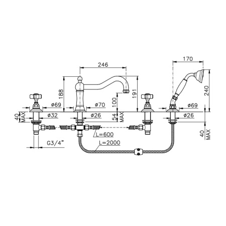 Смеситель для ванны Nicolazzi Half Dome 1449CR78 Хром