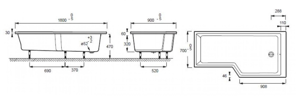 Акриловая ванна Jacob Delafon Bain Douche NEO 180x90 E6D004R-00