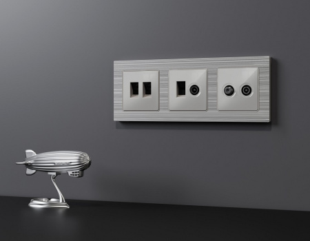 Накладка для розетки RJ-11 или RJ-45 Ambrella Volt ALFA AP4121