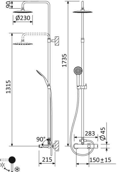 Душевая стойка Cezares Leaf LEAF-CVDA-23-BIO белый