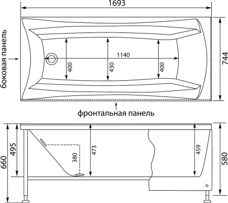 Акриловая ванна Aquanet Cariba 170х75 00205350