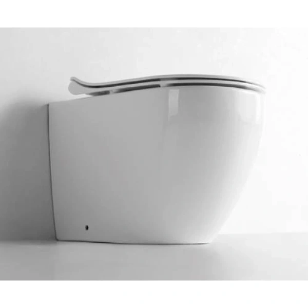 Унитаз приставной CeramaLux NS-3176 безободковый, с сиденьем микролифт, белый