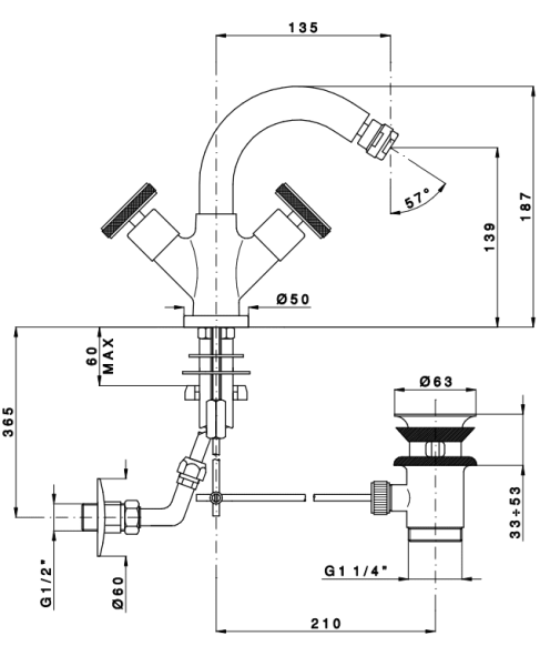 Смеситель для биде Nicolazzi Arena 3337CR44