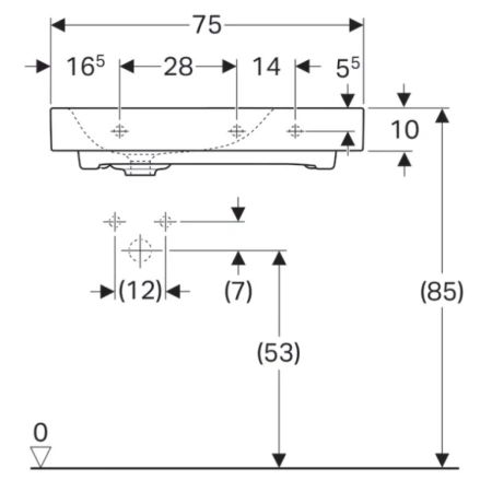 Раковина 75x50 см Geberit Citterio 500.545.01.1