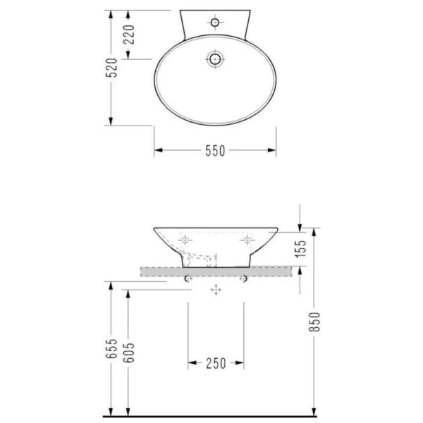 Раковина 55x52 см Serel CH01