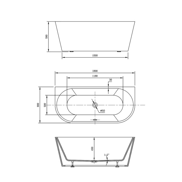 Акриловая ванна Vincea 180x80 VBT-421-1800