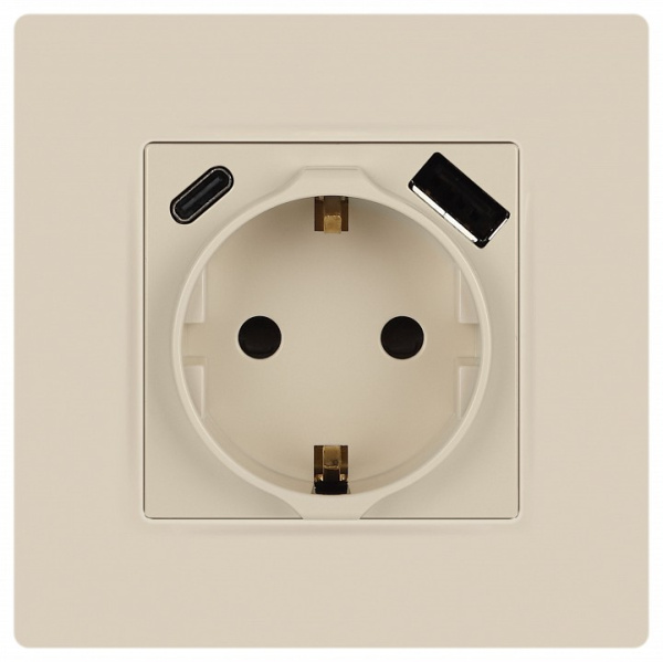 Розетка с заземлением и со шторкой и 2хUSB, без рамки Эра Эра 12 12-4108-02