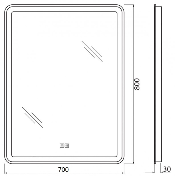 Зеркало BelBagno Marino SPC-MAR-700-800-LED-TCH-WARM