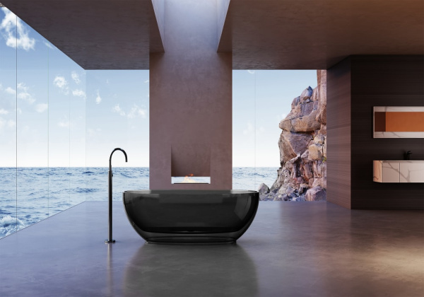 Прозрачная ванна Abber Kristall 170x75 AT9703Onyx черный