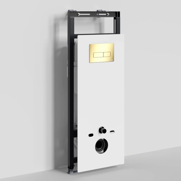 Инсталляция для унитаза WasserKRAFT Salm 27 27TLT.010.ME.WH.PG03 с кнопкой смыва, золотой