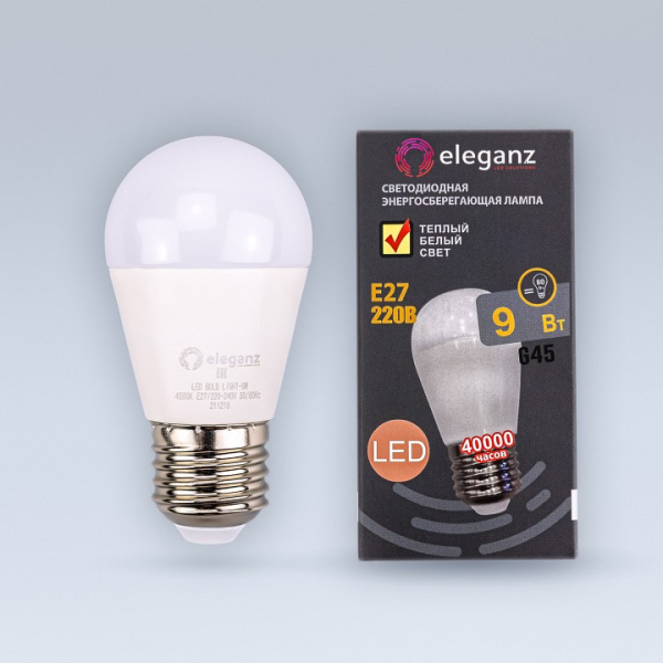 Лампа светодиодная Eleganz E27 9Вт 3000K 1404