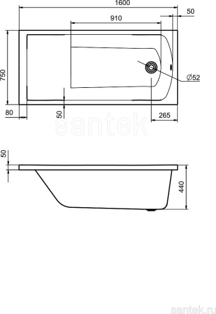 Акриловая ванна Santek Фиджи 160x75 1WH501597