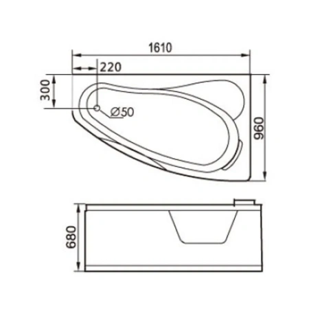 Акриловая ванна Gemy 171х99 G9046 K L белый
