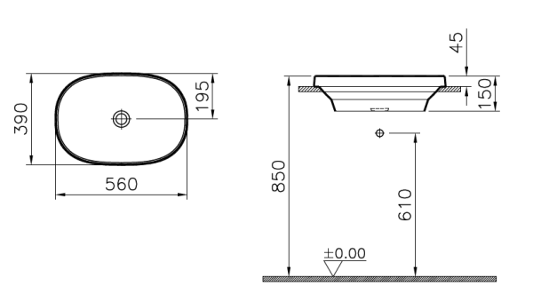 Раковина Vitra Frame 5652B403-0016