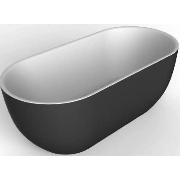 Акриловая ванна BelBagno BB70-1500-800-W/NM 150x80 см, отдельностоящая, черный матовый/белый
