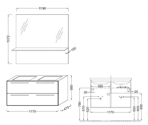 Тумба под раковину Jacob Delafon Struktura 117 EB1279-N18 белый