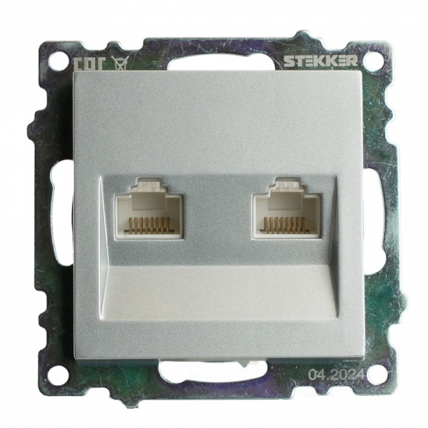 Розетка двойная Ethernet RJ-45 без рамки Stekker Катрин 50005