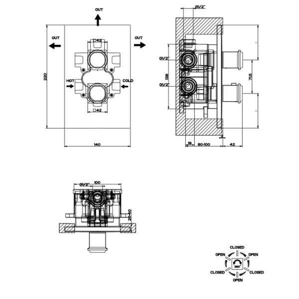 Скрытая часть для термостатического смесителя Gessi 09269#031, черный