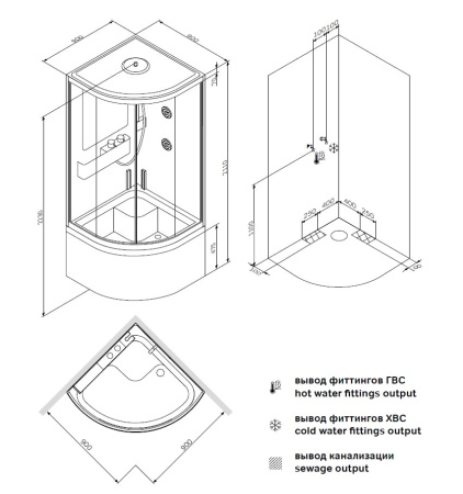Душевая кабина AM.PM Like Deep W80C-019A-090MTA с гидромассажем