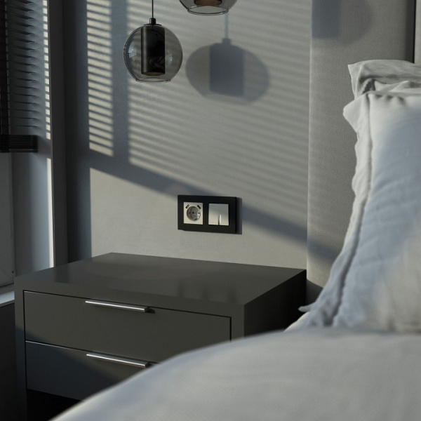 Выключатель проходной двухклавишный с подсветкой без рамки Werkel дымчатый W1222104