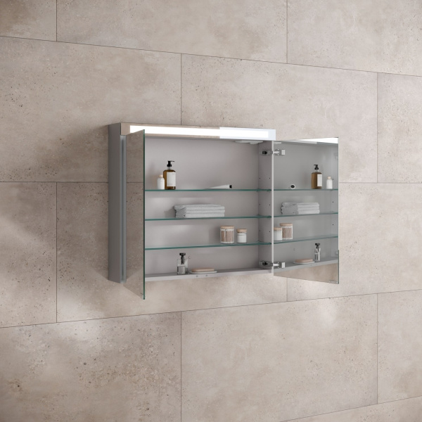 Шкаф зеркальный Keuco Royal E-One 80 44302171301 с подсветкой анодированное серебро