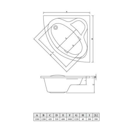 Акриловая ванна 120x120 см C-Bath Aurora CBS001001