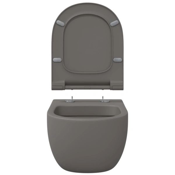 Унитаз подвесной Berges Ego XL 083216 безободковый, с сиденьем микролифт, серый матовый