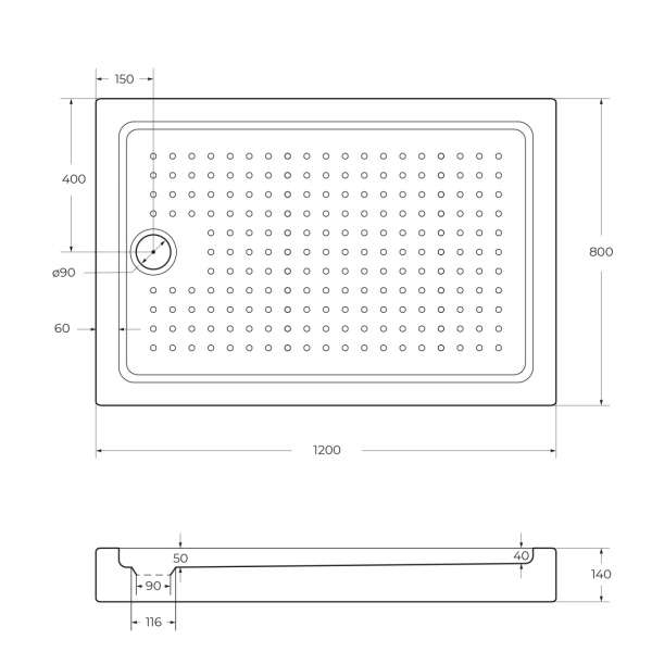 Душевой поддон Cezares 120 TRAY-A-AH-120/80-15-W0 белый