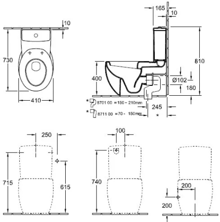 Чаша напольного унитаза Villeroy&Boch Aveo 6614 10R2