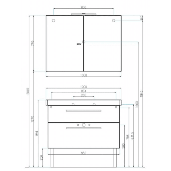 Зеркальный шкаф с подсветкой Villeroy&Boch 2DAY2 A43880E4 (кат A438F8E4) белый глянец